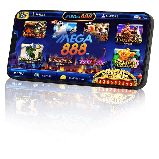 Mega888-branded mobile game interface artwork